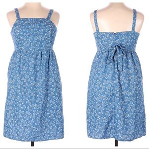 Le Kate Prairie Boho floral cottage core tie back ditzy floral cotton mini dress